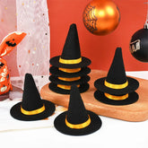 6pcs Halloween Mini Felt Witch Hats Wine Bottle Decor DIY Craft for Halloween Party